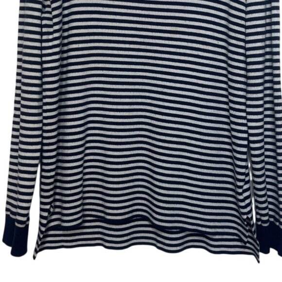Michael Kors Thermal Striped Knit Shirt Top Womens XL Navy White Warm - Picture 4 of 6